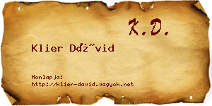 Klier Dávid névjegykártya